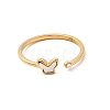 304 Stainless Steel & Natural Shell & Imitation Pearl Cuff Rings for Women RJEW-G372-01G-04-4