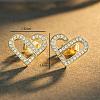 925 Sterling Silver Micro Pave Cubic Zirconia Heart Stud Earrings for Women JM8853-1-1