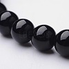 Natural Dyed & Heated Black Agate Round Beaded Stretch Bracelets BJEW-F202-02-2