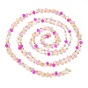 Faceted Rondelle Glass & Round 304 Stainless Steel Beaded Chains CHS-G026-01KCG-01-3