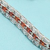 Rack Plating Brass Micro Pave Orange Red Cubic Zirconia Rectangle Link Chain Bracelets BJEW-Q771-06S-02-3