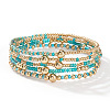 5Pcs Zinc Alloy & Glass Seed Round Beads Stretch Bracelet Set for Women AJ2042-11-1