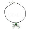 Braided Glass Seed Bead Spider Pendant Necklaces NJEW-MZ00036-03-4