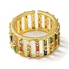 Rack Plating Brass Micro Pave Colorful Cubic Zirconia Rectangle Open Cuff Ring RJEW-M162-37G-2