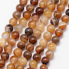 Natural Striped Agate/Banded Agate Bead Strands G-K166-13-6mm-02-1