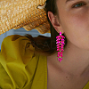 3 Pairs 3 Colors Rhinestone Leaf Cluster Earrings EJEW-FI0002-70-6