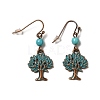 3 Pairs 3 Style Tree & Feather & Stone Shape Alloy Dangle Earrings Set EJEW-G330-03R-2