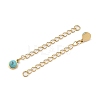 Ion Plating(IP) 316 Surgical Stainless Steel Curb Chain Extender with Synthetic Turquoise Round Charm STAS-A097-01G-14-2