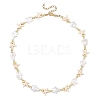 Ocean Synthetic Turquoise Starfish & Natural Baroque Keshi Pearl Star Beaded Necklaces for Women NJEW-JN06314-2