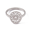 201 Stainless Steel Flower Adjustable Ring for Women RJEW-C045-01P-2