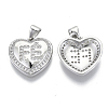 Brass Micro Pave Clear Cubic Zirconia Pendants ZIRC-N039-040B-NF-2