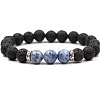 8MM Round Natural Blue Spot Jasper and Natural Lava Rock Beaded Stretch Bracelets for Couples BW4110-11-1