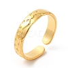Ion Plating(IP) 304 Stainless Steel Moon & Star Open Cuff Ring for Women RJEW-E063-10G-1