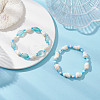 2Pcs 2 Styles Natural Shell & Glass & Glass Seed Beaded Stretch Bracelets Set BJEW-JB12209-1