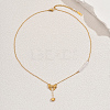 Stainless Steel & Imitation Pearl Bowknot Heart Pendant Necklaces for Women Daily Wear YC4857-5