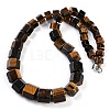 Natural Tiger Eye Hexagon Prism Graduated Beaded Necklaces for Women Men NJEW-K388-03P-1