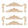 8Pcs 2 Styles Natural Solid Wood Carved Onlay Applique Craft AJEW-DC0001-61-1