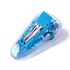 Plastic Alligator Hair Clips with Paillette & Platinum Plated Iron Base X-PHAR-L005-A-3