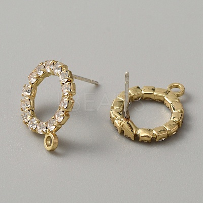 Brass Rhinestone Stud Earring Findings KK-WH0079-34LG-1