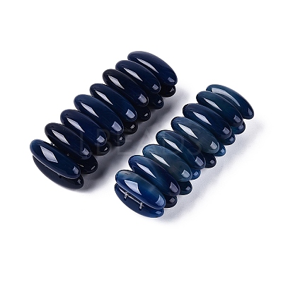 Oval Natural Agate Beaded Stretch Bracelets for Women Men G-Q601-23B-1