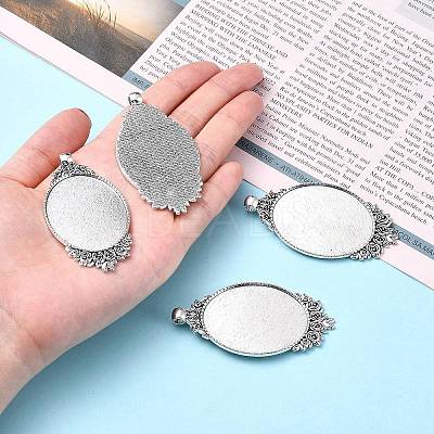 Vintage Tibetan Style Alloy Carved Rose Large Pendant Cabochon Settings LS-TIBEP-N003-28AS-1