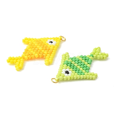 304 Stainless Steel & Cylinder Seed Beads Glass Pendants PALLOY-MZ01441-1
