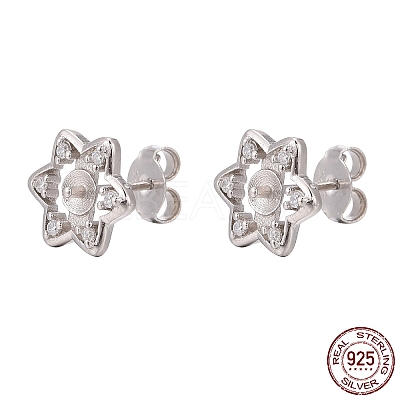 Rhodium Plated 925 Sterling Silver Stud Earring Findings STER-N0004-006-1