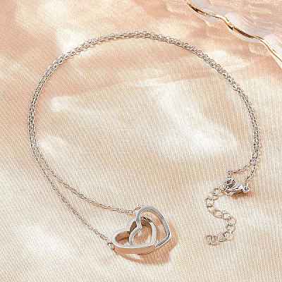 Brass Couple Heart Pendant Necklaces KK-CBA4547-07P-1