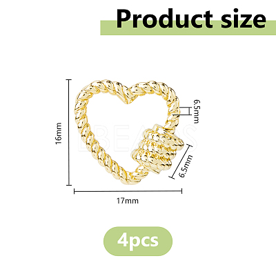 4Pcs Brass Screw Carabiner Lock Charms KK-DC0004-91-1