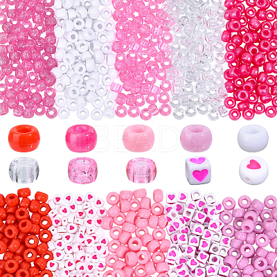 1200Pcs 10 Styles Opaque Plastic and  Opaque Acrylic Beads KY-PA0001-15A-1
