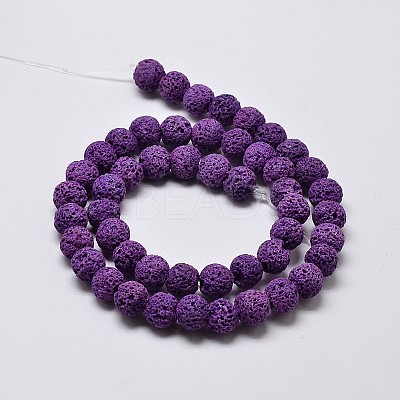 Natural Lava Rock Round Bead Strands X-G-I124-8mm-08-1