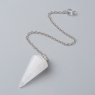 Platinum Tone Brass Crystal Cone Hexagonal Pointed Dowsing Pendulums X-MAK-M015-01I-1