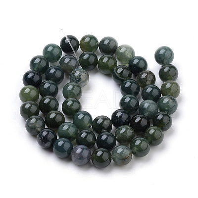 Natural Moss Agate Beads Strands X-G-S259-18-8mm-1