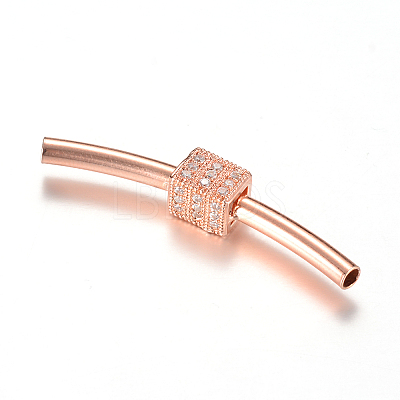 Brass Micro Pave Cubic Zirconia Tube Beads ZIRC-R015-25RG-1
