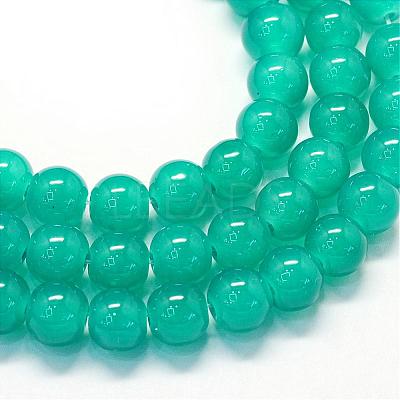 Baking Paint Imitation Jade Glass Round Bead Strands DGLA-Q021-8mm-07-1