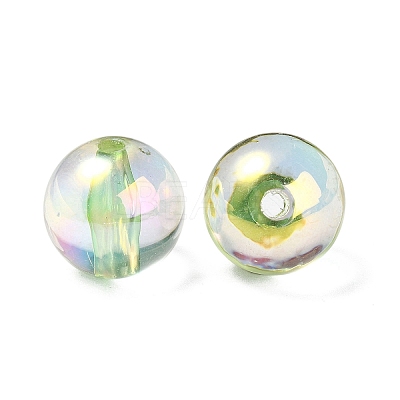 UV Plating Transparent Rainbow Iridescent Acrylic Beads OACR-F004-01D-1