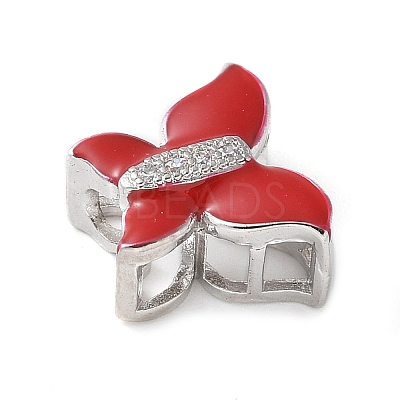 Brass Micro Pave Clear Cubic Zirconia Silde Charms KK-C086-02P-02-1