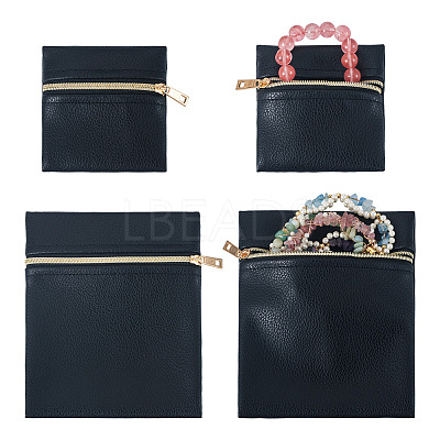 2Pcs 2 Styles Rectangle Square PU Leather Jewelry Gift Zipper Bags ABAG-TADJ0001-01A-1