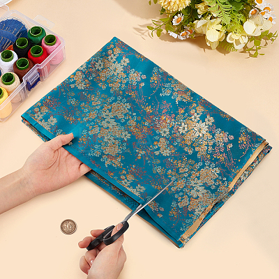 Chinese-style Flower Pattern Polyester Fabric for Clothing & Home Decor DIY-WH0622-735B-1