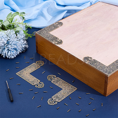 4Pcs Brass Corner Protector for Cabinet Furniture KK-PH0014-18AG-1