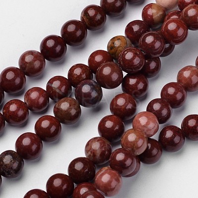 Natural Red Jasper Beads Strands G-D809-15-8mm-1