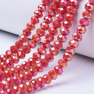 Electroplate Glass Beads Strands EGLA-A034-P4mm-B06-1