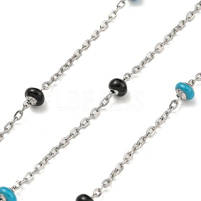 304 Stainless Steel Enamel Link Chains AJEW-Z028-09P-06-1