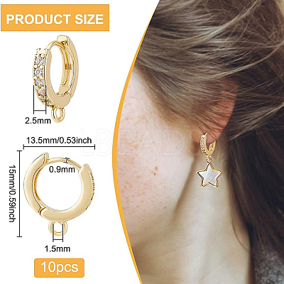 10Pcs Brass Huggie Hoop Earring Findings KK-BC0008-83-1