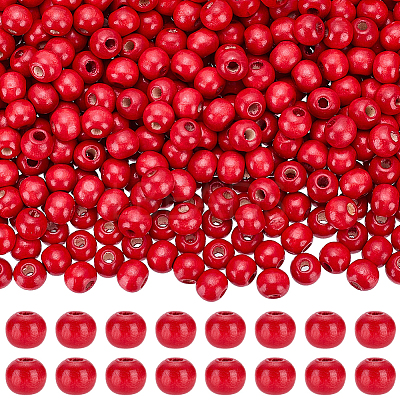 600Pcs Dyed Natural Wood Beads COCO-SC0002-39B-1