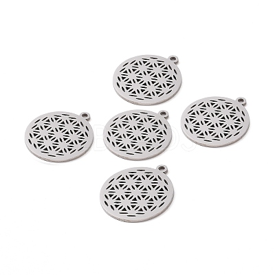 Non-Tarnish 201 Stainless Steel Sacred Geometric Pendants STAS-S105-JN899-1-1