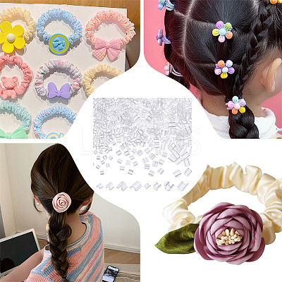 800Pcs 4 Style Transparent AS Plastic Base Buckle Hair Findings FIND-NB0004-37-1
