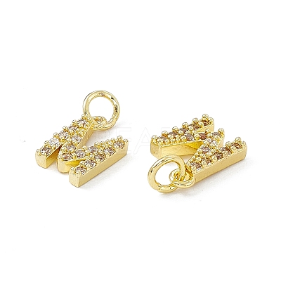 Real 18K Gold Plated Brass Micro Pave Clear Cubic Zirconia Charms KK-E068-VB452-M-1