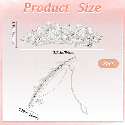 2Pcs Alloy with Glass Rhinestone Hair Barrettes OHAR-BBC0001-01-1