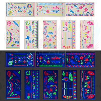 8 Sheets 8 Style Creative Fluorescent Arm Removable Temporary Tattoos Paper Stickers STIC-TA0002-02-1